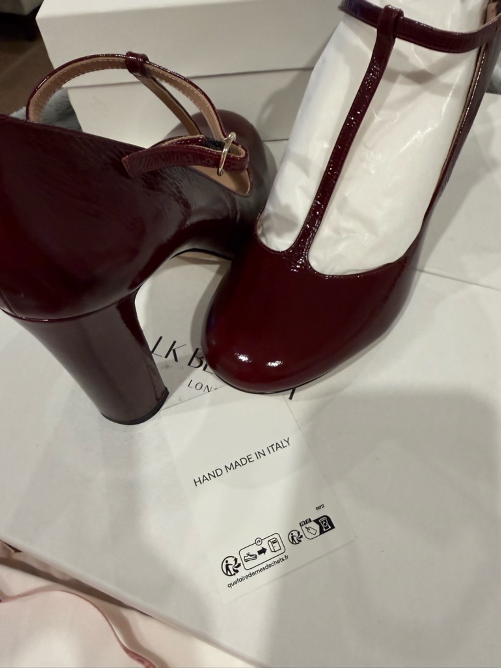 LK Bennett Burgundy Patent T‑Bar Pumps - Picture 4 of 13